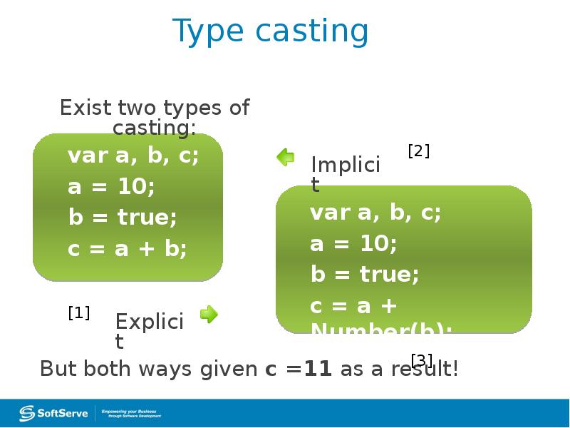 Type casting
Exist two types of casting: Type casting
Exist two types of casting: