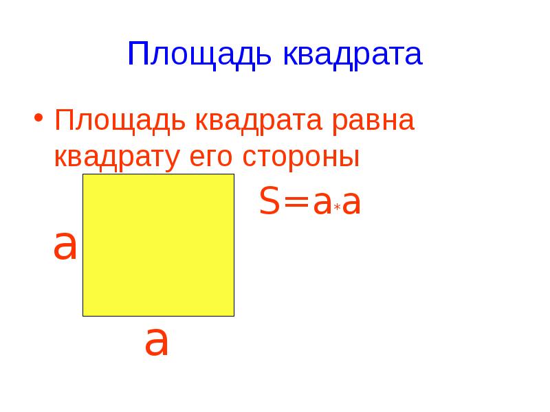 Площадь квадрата равна произведению двух его сторон