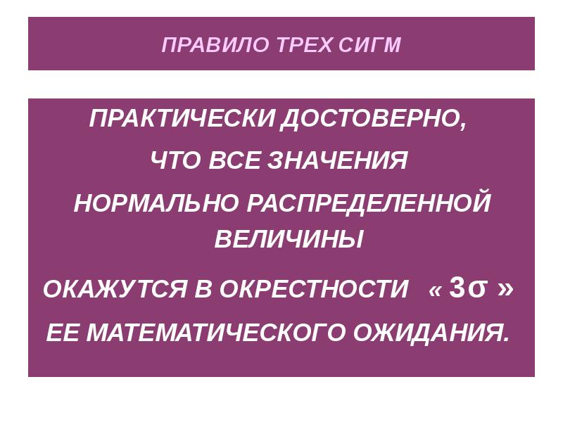 Что значит обычно. Правило 3σ. Практически достоверно. Практически достоверное. 3σ.