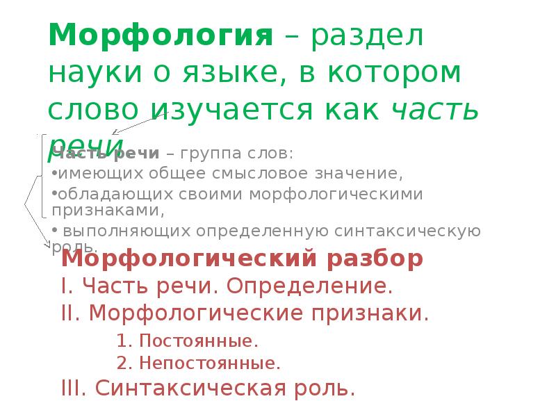 Морфологический разбор разработанные проекты