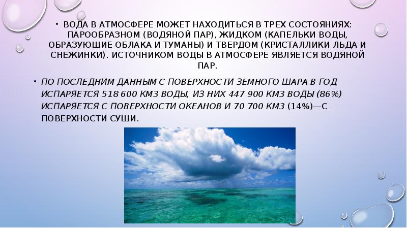 Водяной пар в атмосфере проект 9 класс