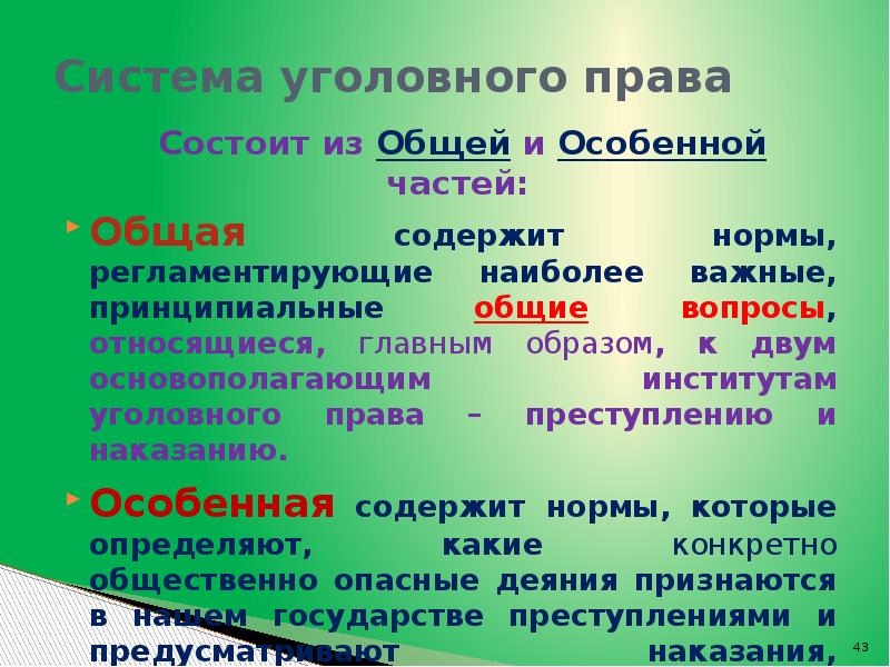 Уголовное право общие вопросы. Уголовное законодательство состоит. Нормы общей части уголовного права. Система уголовного права состоит. Структура уголовного права общая и особенная части.