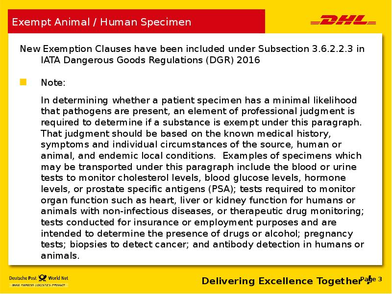 Exempt Animal / Human Specimen Exempt Animal / Human Specimen