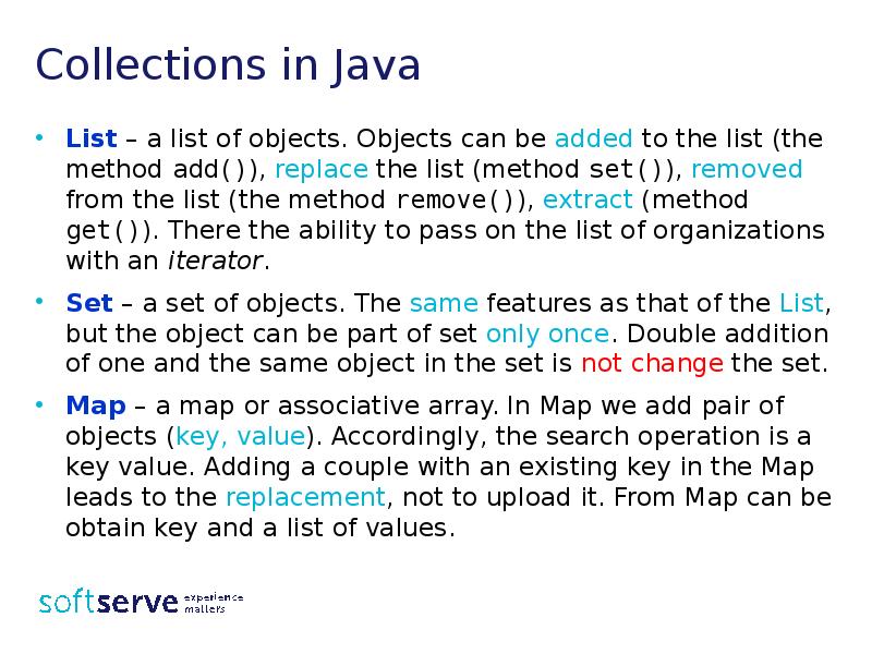 Collections in Java
List – a list of objects. Objects can Collections in Java
List – a list of objects. Objects can