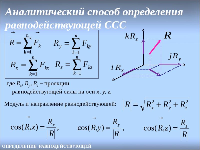 Определить равнодействующую 5 сил. Равнодействующая плоской системы трех сил определяется по формуле:. Определение равнодействующей аналитическим способом. Определить равнодействующую аналитическим способом. Определение равнодействующей силы аналитическим способом.