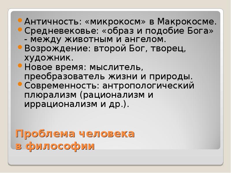 Проблема человека в философии презентация