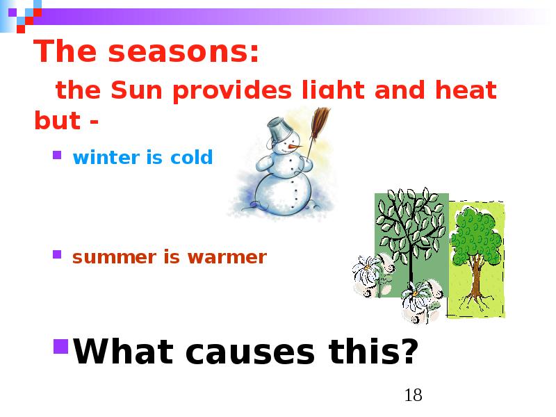 The seasons:  the Sun provides light and heat but -