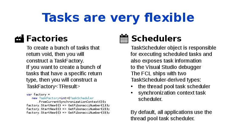 Pooled tasks. Concurrent task.