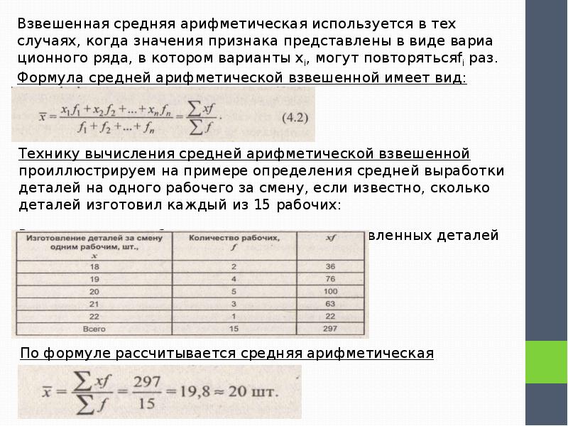 Метод средней взвешенной