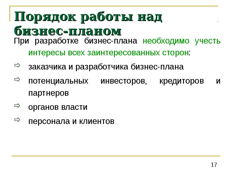 Состав структура и объем бизнес плана определяются