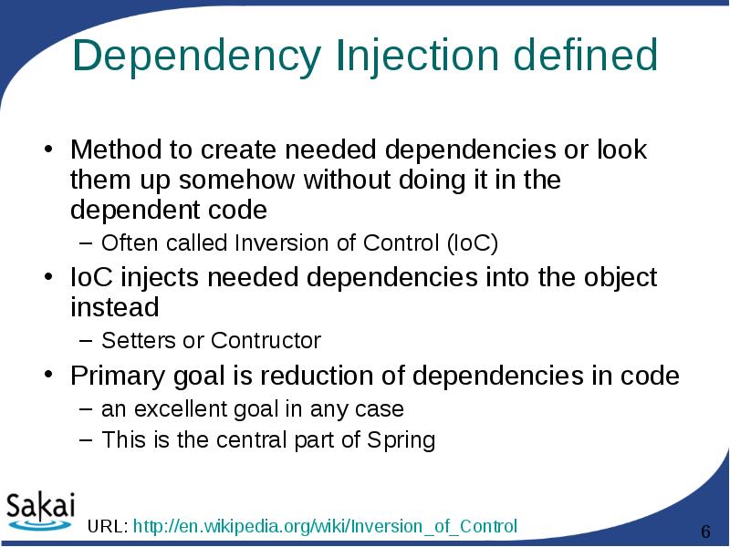 Dependency Injection. Dependency Injection without Frameworks. Spring url