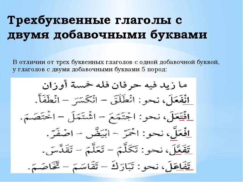 Арабские глаголы. Спряжение глаголов в арабском языке. Породы арабских глаголов.