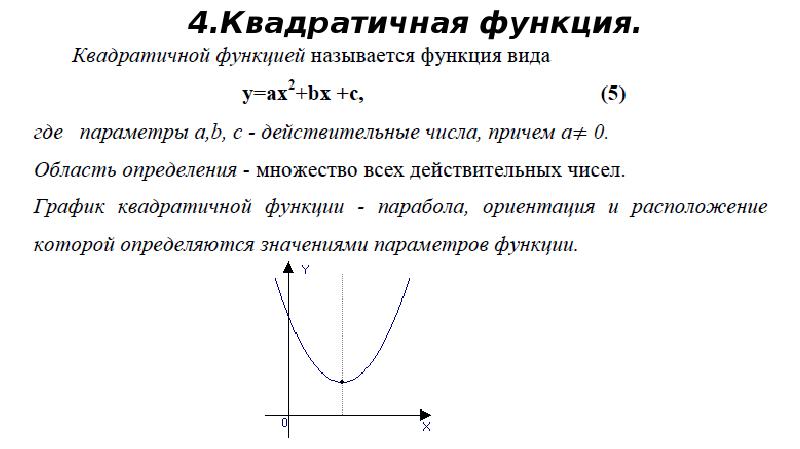 4.Квадратичная функция.