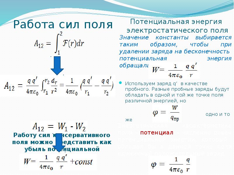 Работа сил поля