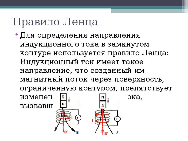 Направление индукционного тока правило ленца 9 класс презентация