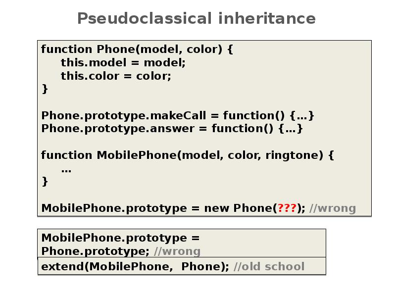 Pseudoclassical inheritance Pseudoclassical inheritance