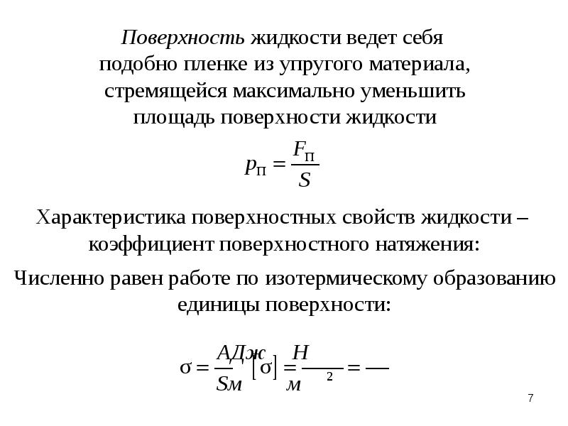 Свойства жидкости поверхностное натяжение 10 класс презентация