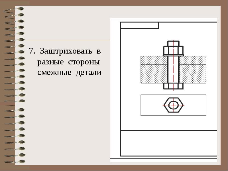 К рисунку 265 почему деталь 3 заштрихована крест накрест