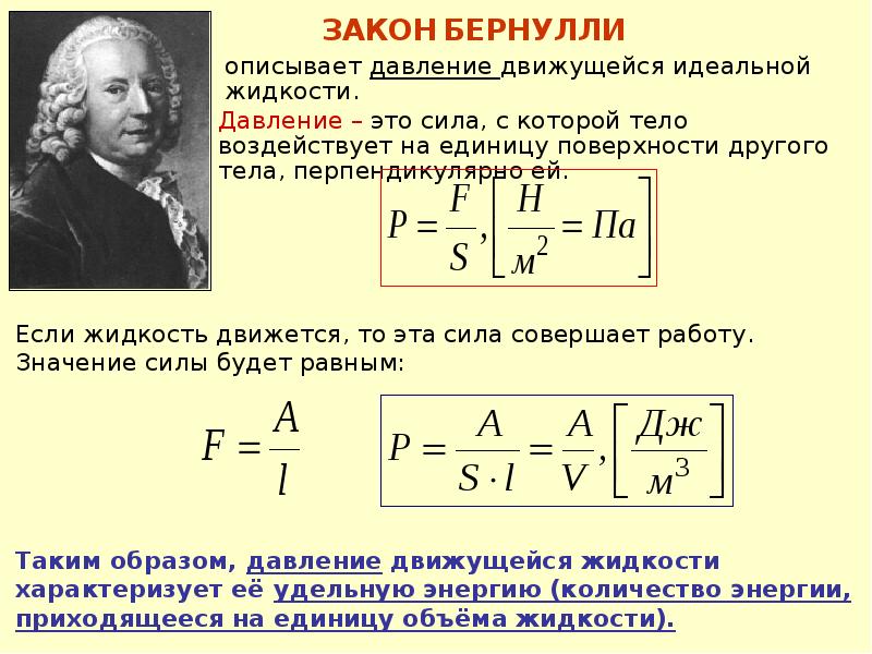 Закон бернулли для жидкости