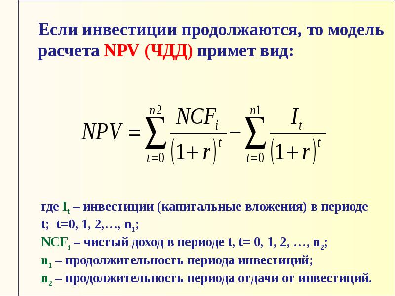 Текущая приведенная стоимость проекта npv показывает