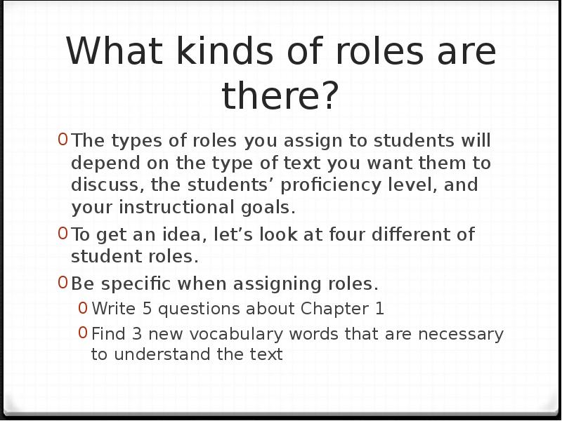 What kinds of roles are there? The types of roles you