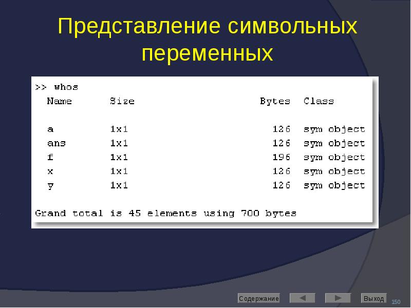 Представление символьных переменных