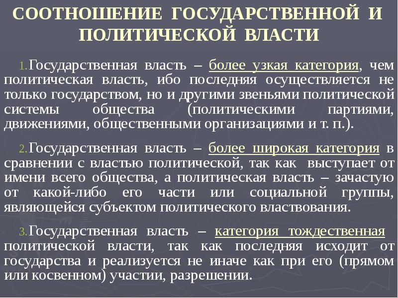 Политическая власть сходство и различия