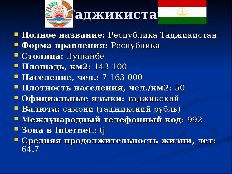 Характеристика страны таджикистан по плану 7 класс