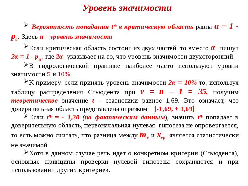 Значение вероятности