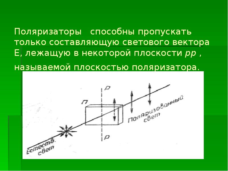 Поляризатор. Световой вектор. Поляризация света. Скрещенные поляризаторы.