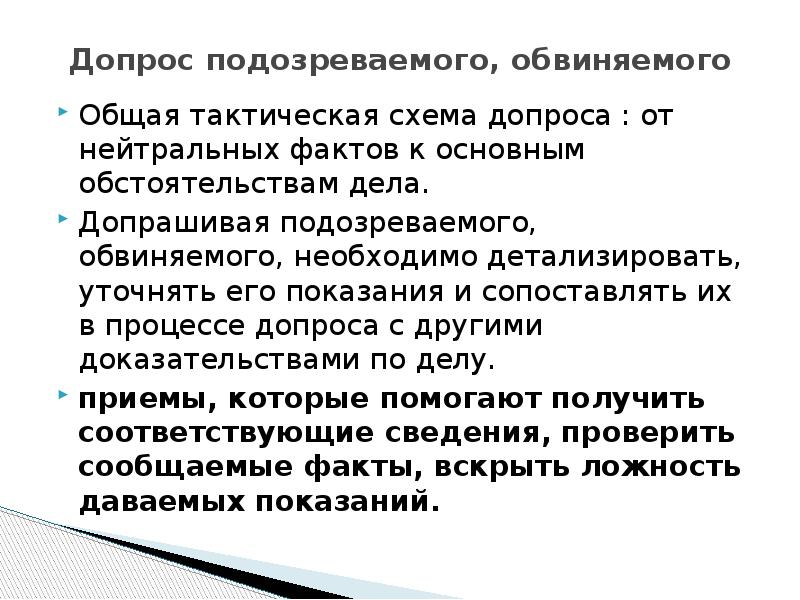 Основания допроса подозреваемого