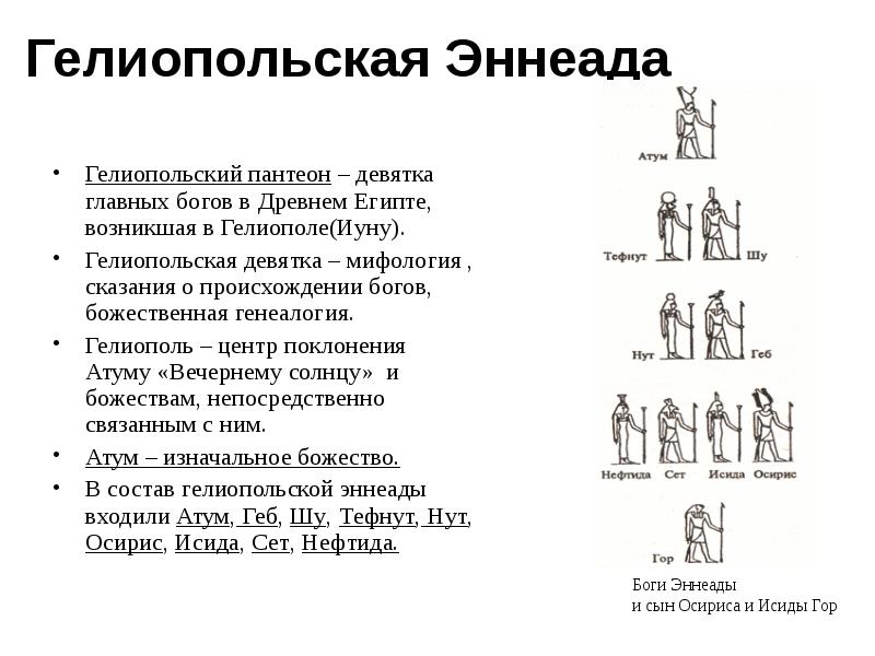 Пантеон египетских богов схема