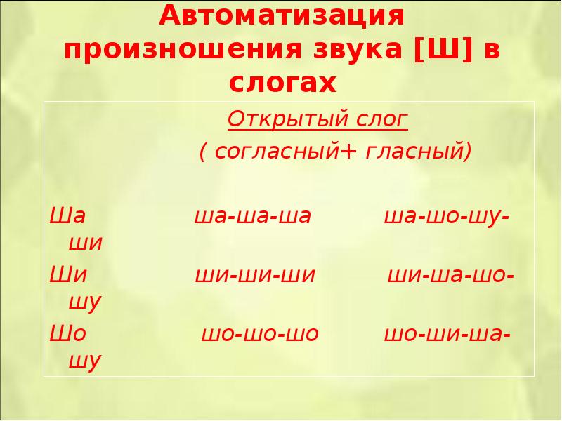 Ша шу. Автоматизация звука ш в слогах. Ш В открытых слогах. Слоги ша ша.