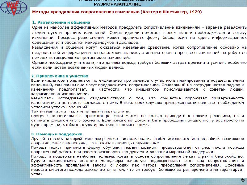 Причины сопротивления изменениям по Коттеру и Шлезингеру. Программа смены основная идея. Недостатки напряженной работы. 7 План изменения.