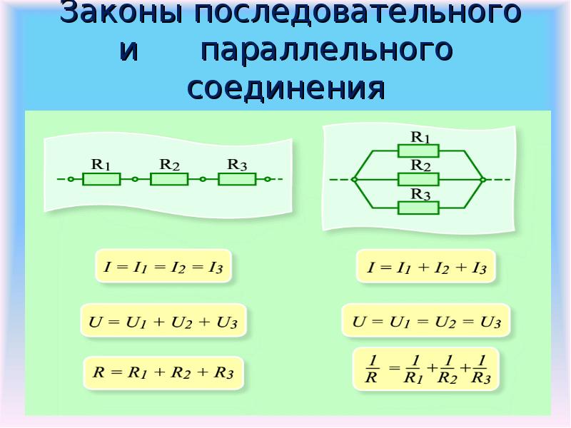 U при последовательном соединении. Параллельное и последование соединение проводников. Таблица последовательное и параллельное соединение проводников. Формулы последовательного и параллельного соединения. Последовательное соединение схема формула.