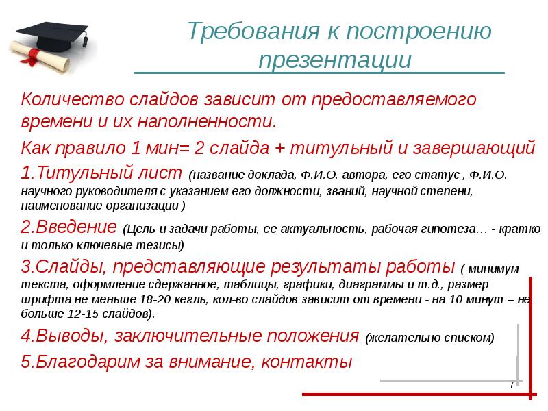 Подготовка доклада и презентации к защите научно исследовательской работы