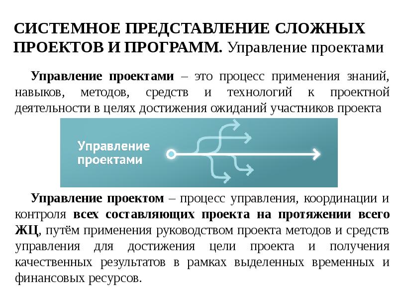 СИСТЕМНОЕ ПРЕДСТАВЛЕНИЕ СЛОЖНЫХ ПРОЕКТОВ И ПРОГРАММ.</p><p> Управление проектами