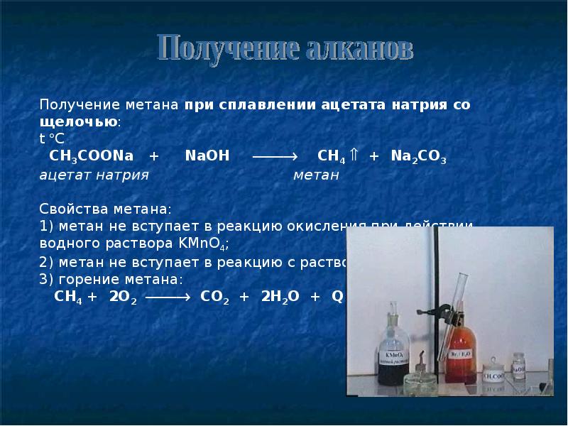 Реакция горения калия. Получение метана из ацетата натрия. Получение и свойства метана. Способы получения метана в лаборатории. Из ацетата натрия получить метан.