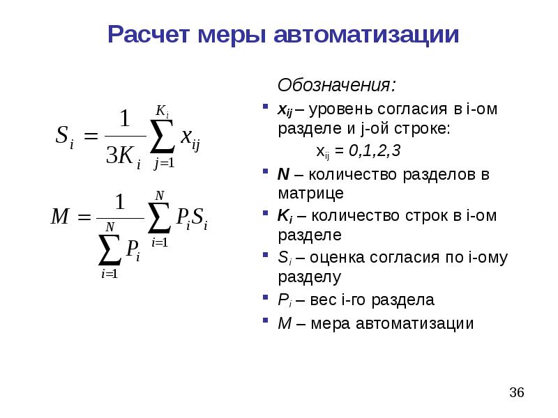 Расчет мер