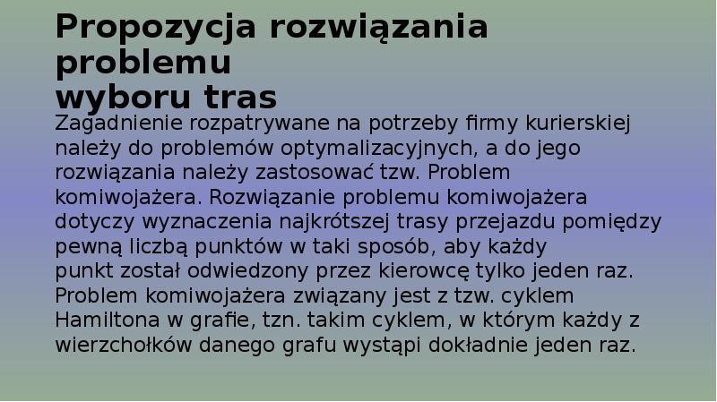 Planowanie Tras Z Wykorzystaniem Narzędzia Solver