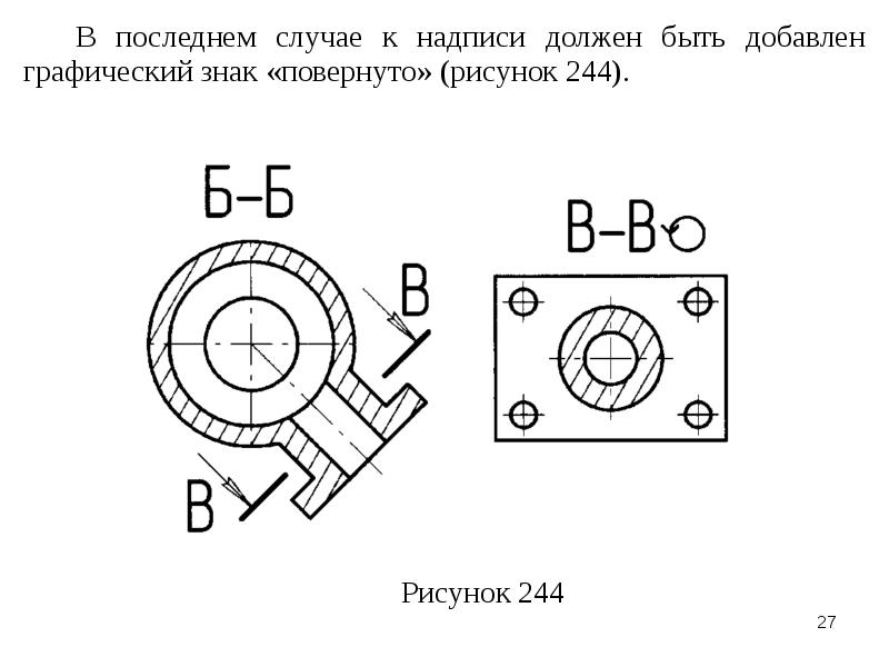 Повернуто на чертеже примеры