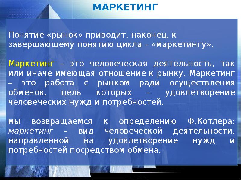 Рынок и маркетинг презентация