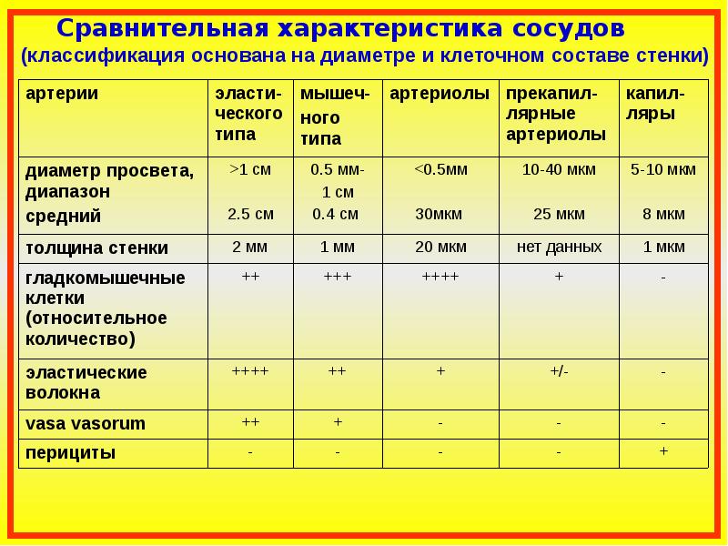 Параметры сосуда