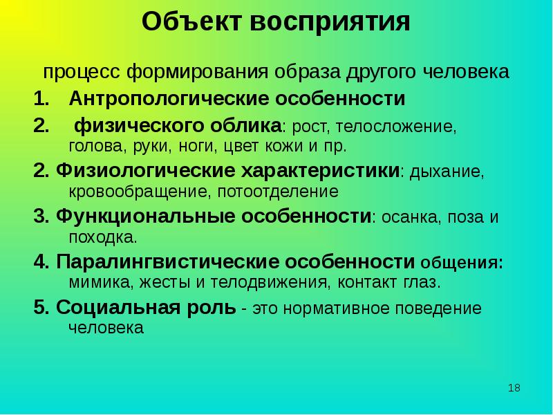 Виды образов восприятия людей