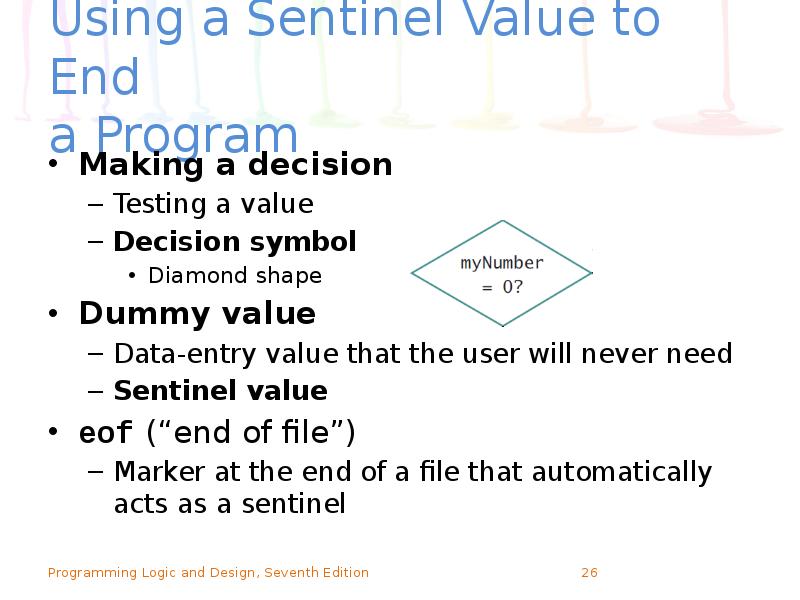 End program. Dummy value. What does Sentinel value means.