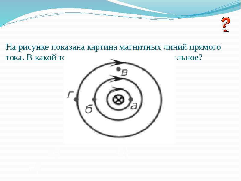 На рисунке указаны магнитные линии прямого тока как направлены эти линии 8 класс тест ответ