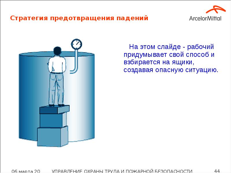 Стратегия предотвращения падений    На этом слайде - рабочий