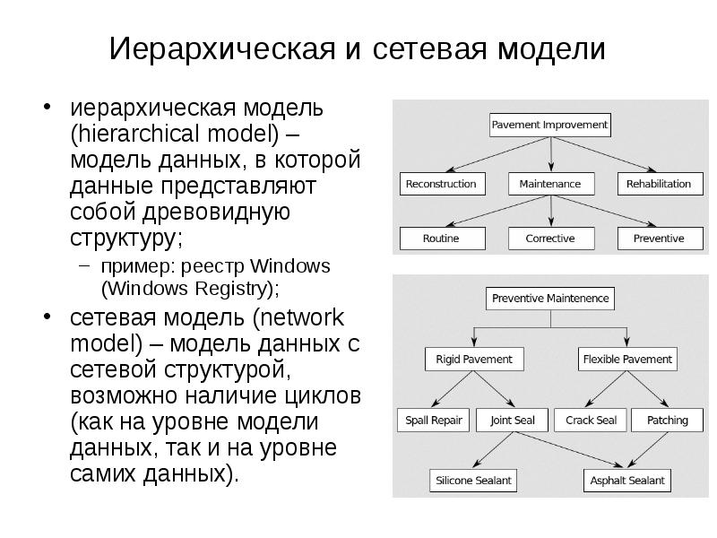 Организация сетевых моделей. Иерархическая модель базы данных. Иерархическая модель представления данных. Структура иерархической модели данных. Пример иерархической структуры БД.