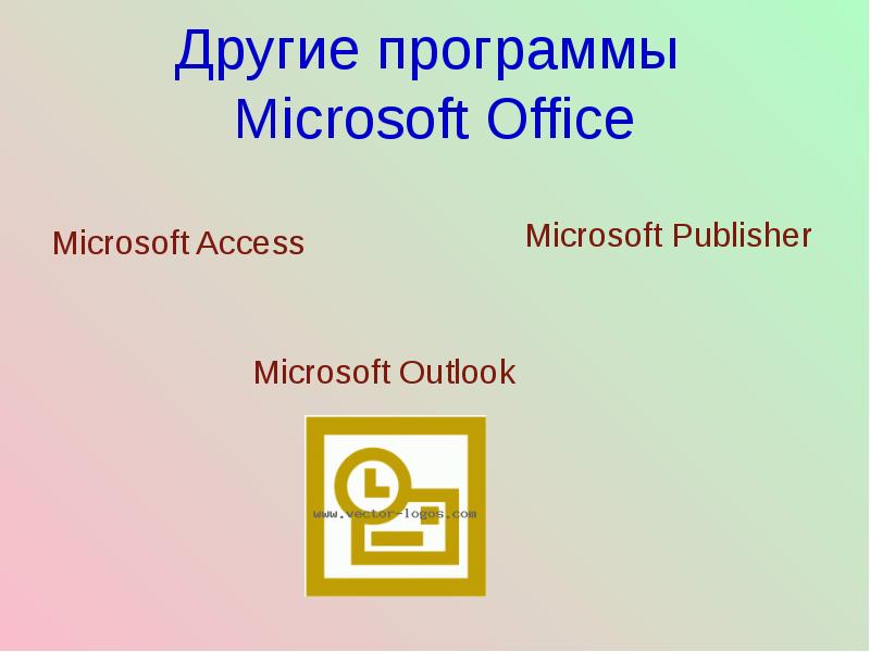 Компоненты microsoft office презентация