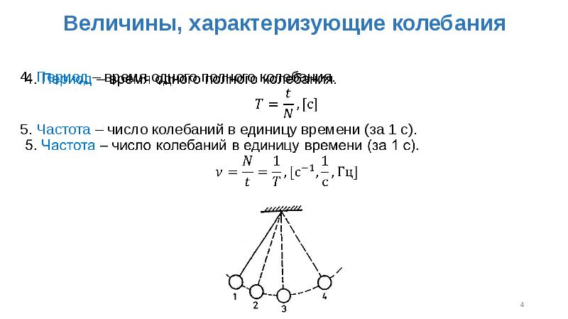 Величины характеризующие колебательное движение